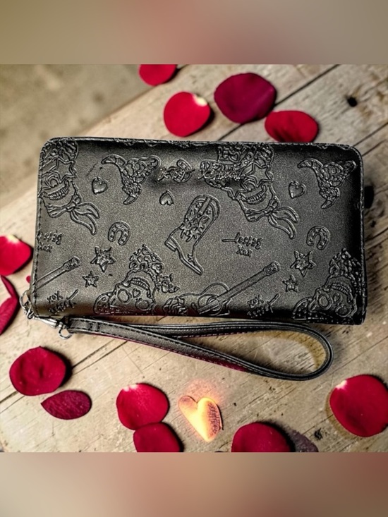 Handbags - Betsey Johnson NWT Black Embossed Leather Wristlet Wallet